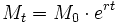 M_t = M_0 \cdot e^{rt} \,